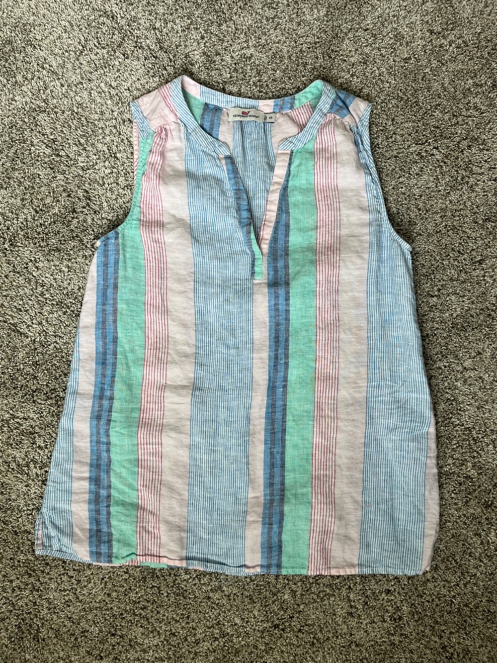 Vineyard Vines Sleeveless Striped Linen Top - Pastel Blue, Mint, Pink